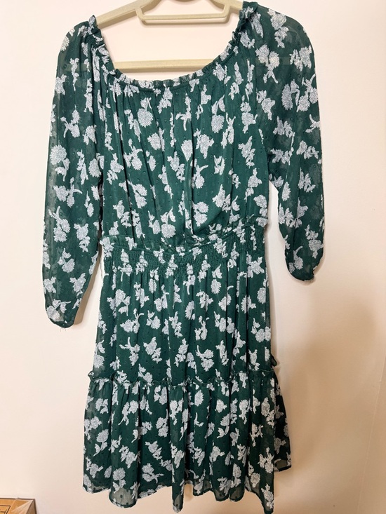 Ryan Michelle Dresses & Skirts - Green Floral Long Sleeve Tiered Dress